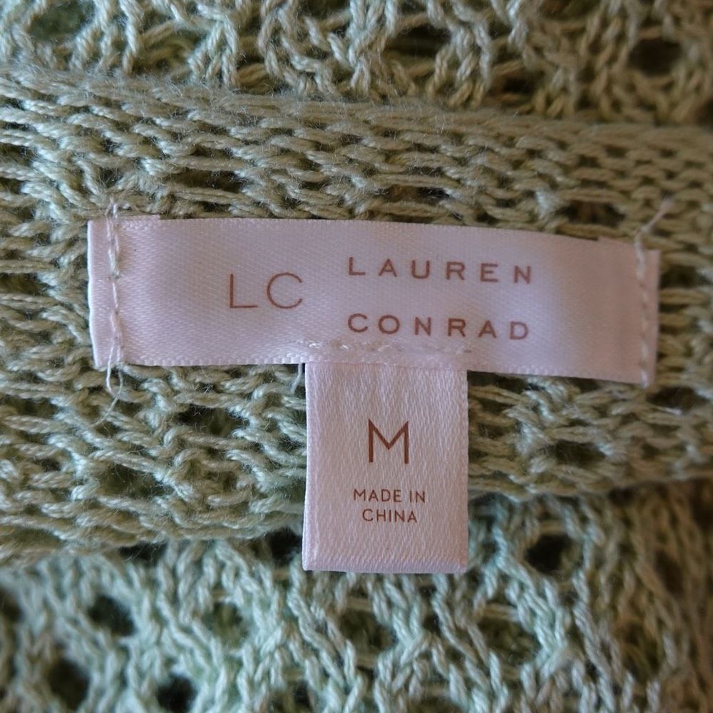 LC Lauren Conrad Multi Pattern Crochet Cropped Sweater - Light Green - M - Picture 3 of 15